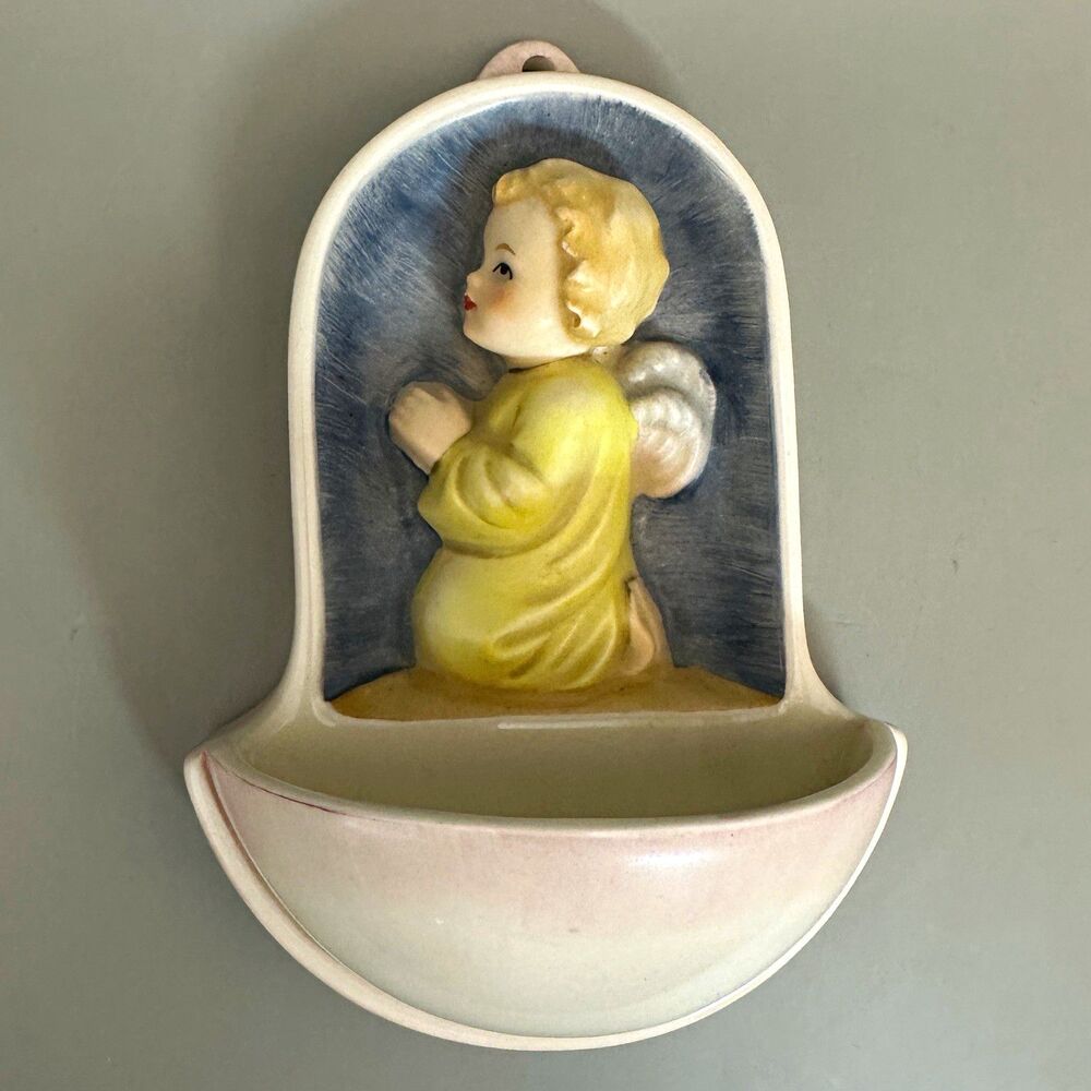 Vintage Goebel Maria Spötl 68 Holy Water Font Angel Christian Wall Decor Germany
